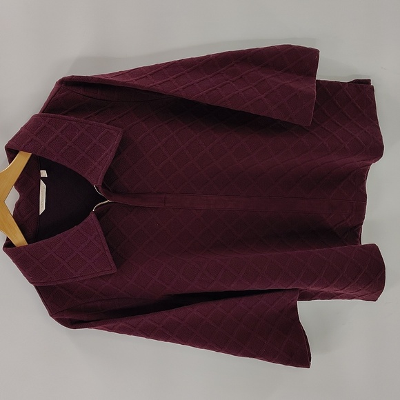 Soft Surroundings Zip Pullover Size PXL Gold Hardware Textured 3 Quarter Sleeve - Picture 1 of 9